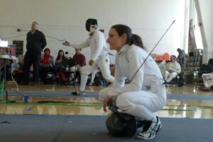 Coach Maya Cameron, epee bout