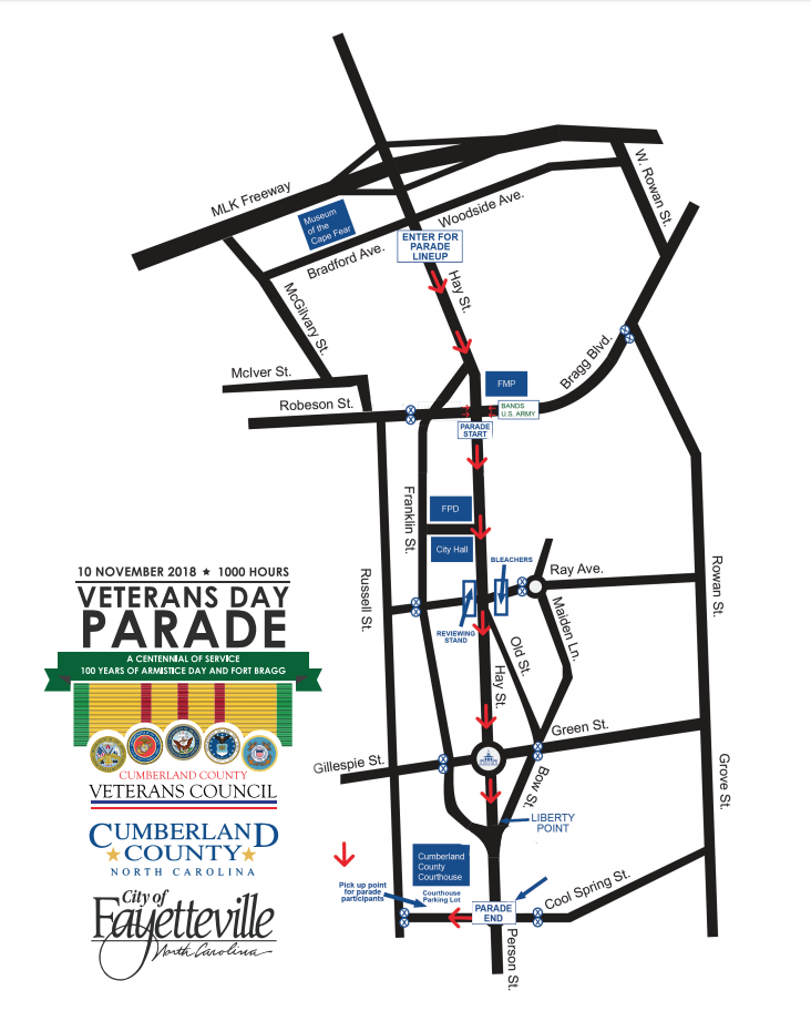 2018 Veteran's Day Parade Map