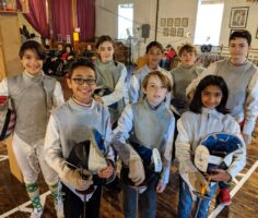 Youth fencing group picture tournament