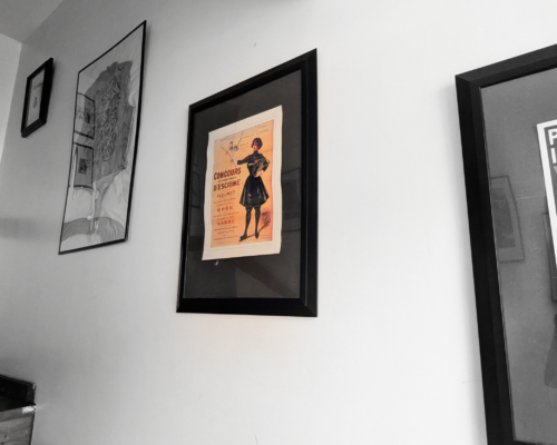 art print in staircase